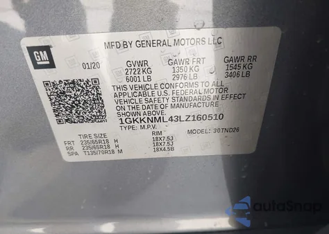 2020 GMC Acadia Fwd Slt from USA, damaged, VIN 1GKKNML43LZ160510